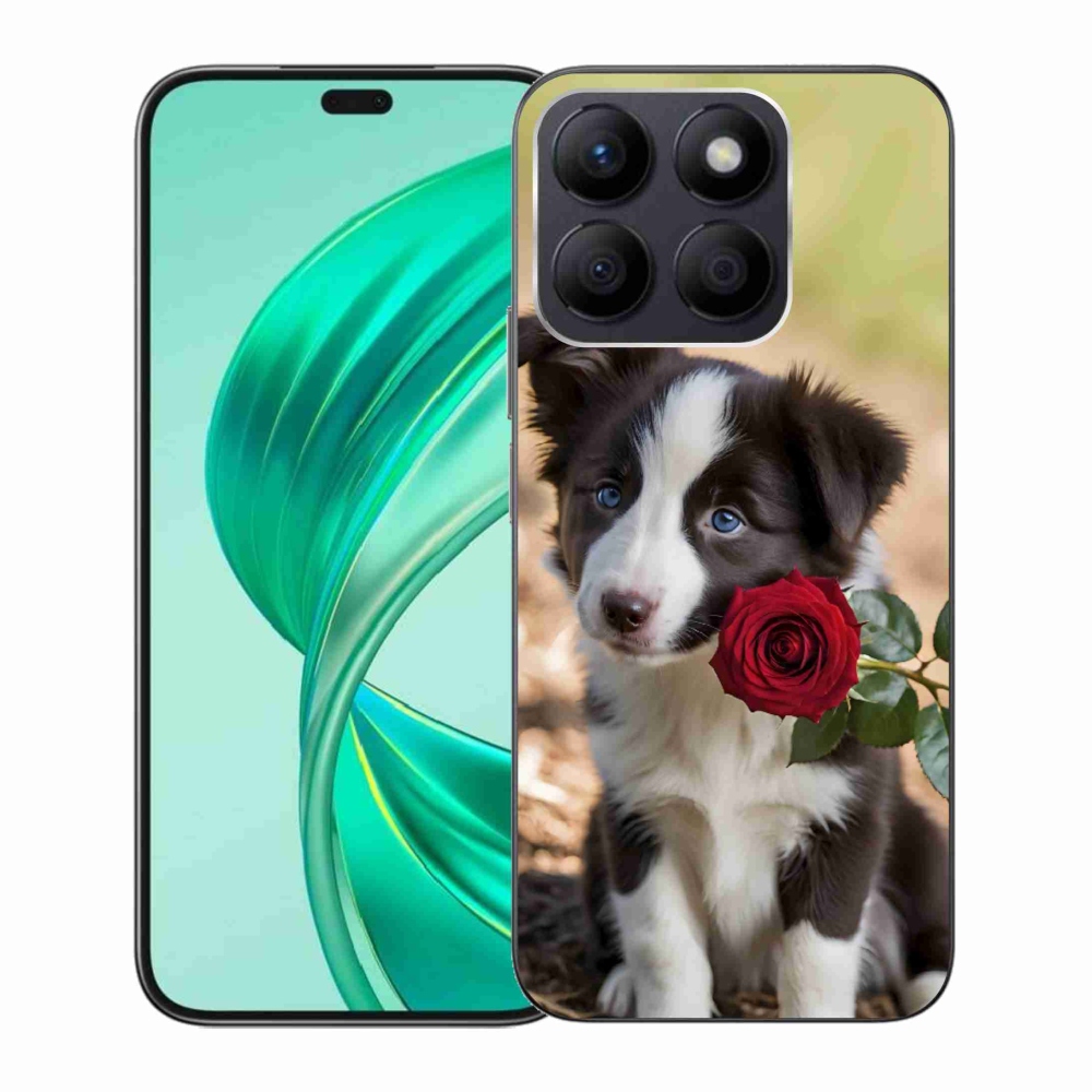 Gélový kryt mmCase na Honor X8b - roztomilá border kólia s ružou