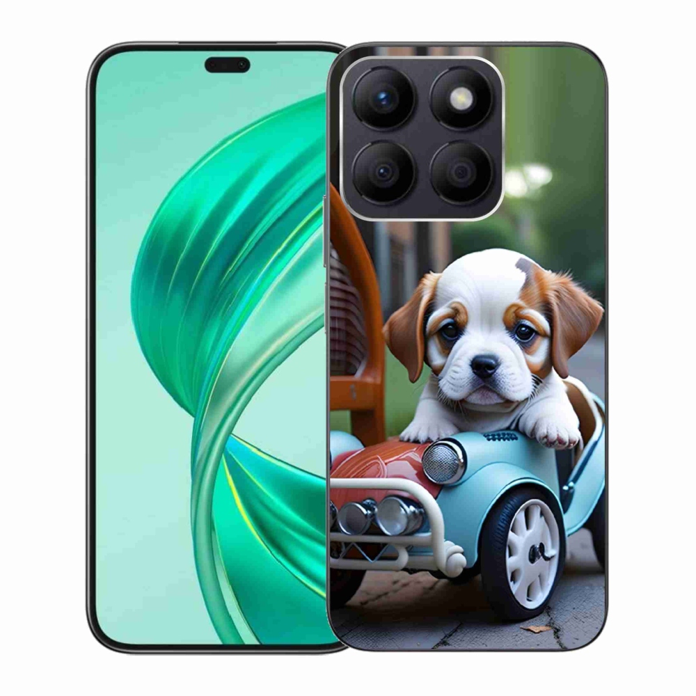 Gélový kryt mmCase na Honor X8b - šteňa v retro aute
