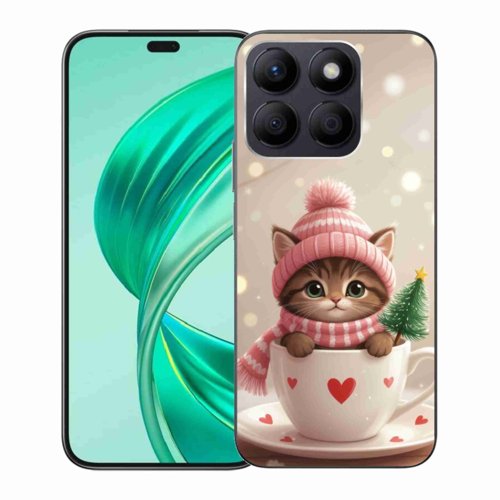 Gélový kryt mmCase na Honor X8b - vianočné mačiatko v hrnčeku