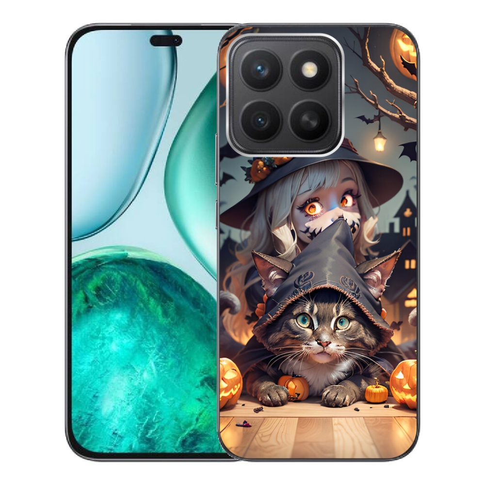 Gélový kryt mmCase na Honor X8c - čarodejnica s mačkou