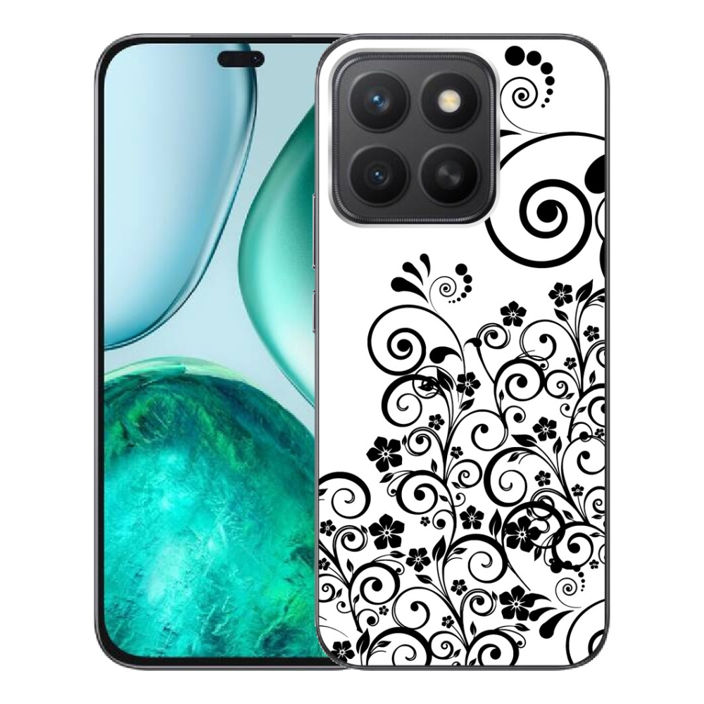 Gélový kryt mmCase na Honor X8c - čiernobiele kvetinové vzory