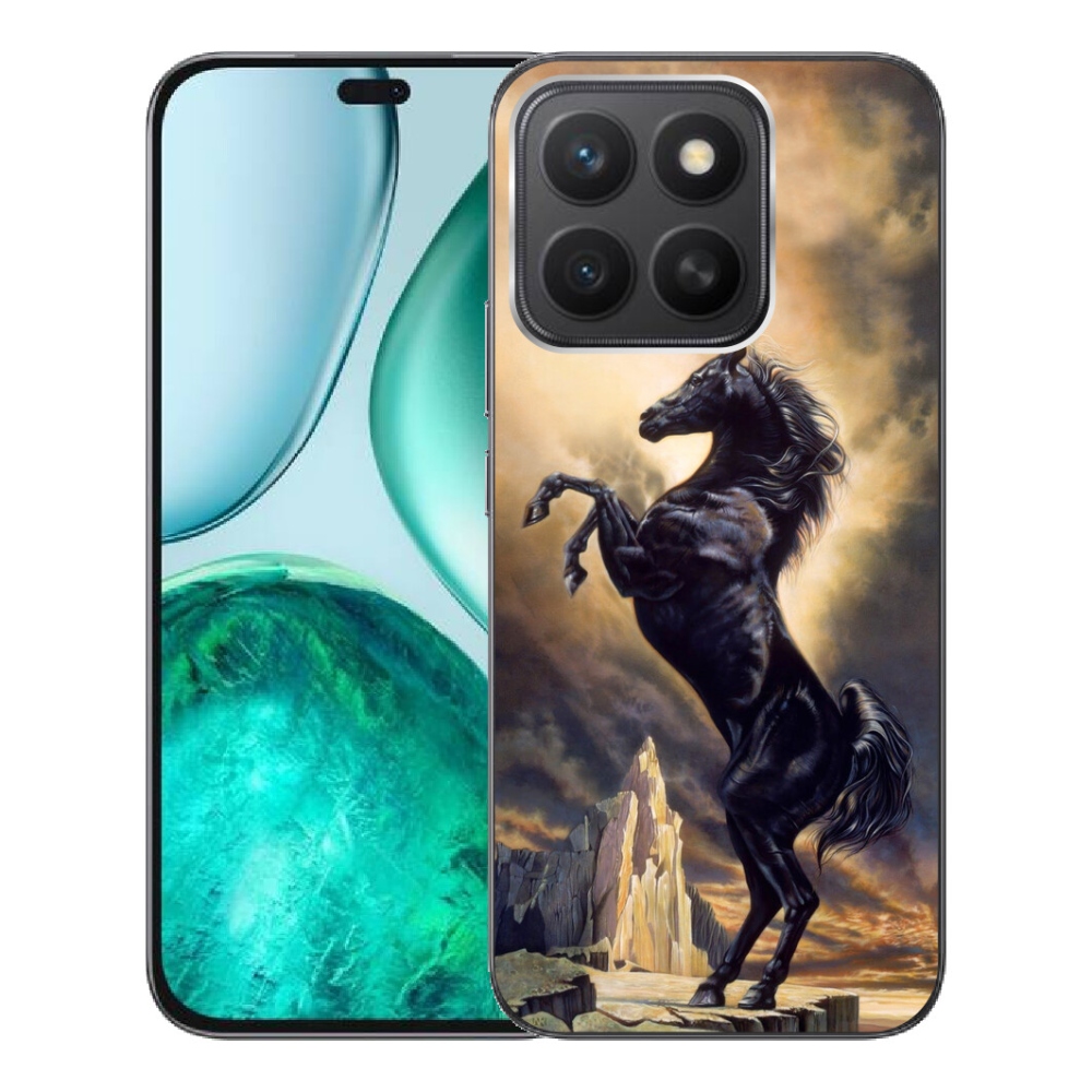 Gélový kryt mmCase na Honor X8c - čierny kreslený kôň