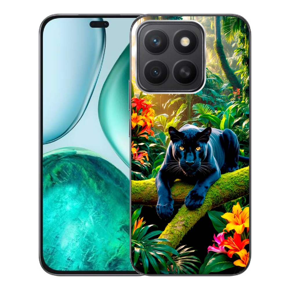 Gélový kryt mmCase na Honor X8c - čierny panter v džungli