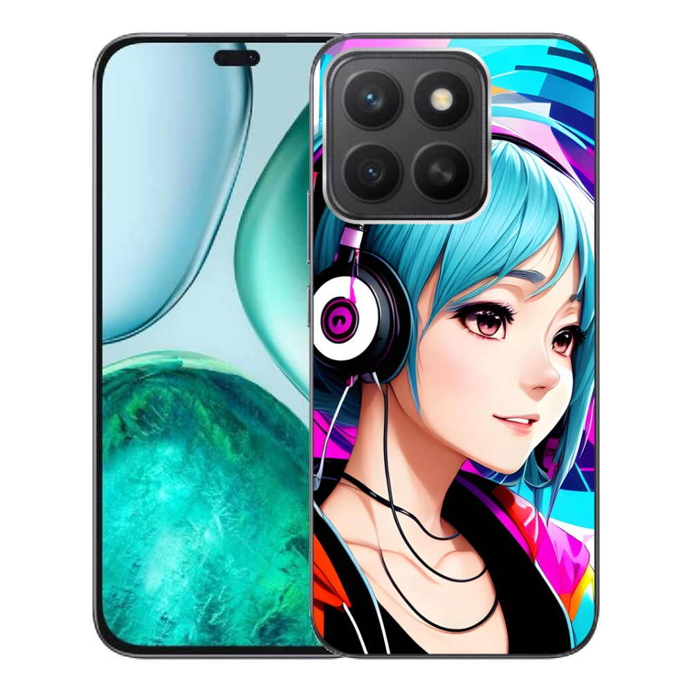 Gélový kryt mmCase na Honor X8c - dievča so slúchadlami