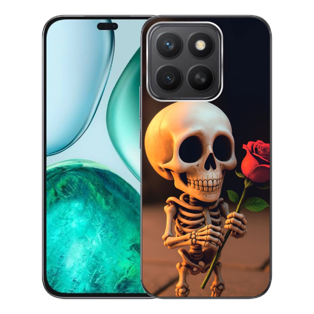 Gélový kryt mmCase na Honor X8c - kostlivec s ružou