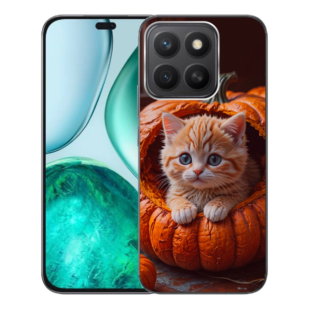 Gélový kryt mmCase na Honor X8c - mačiatko a tekvica 2