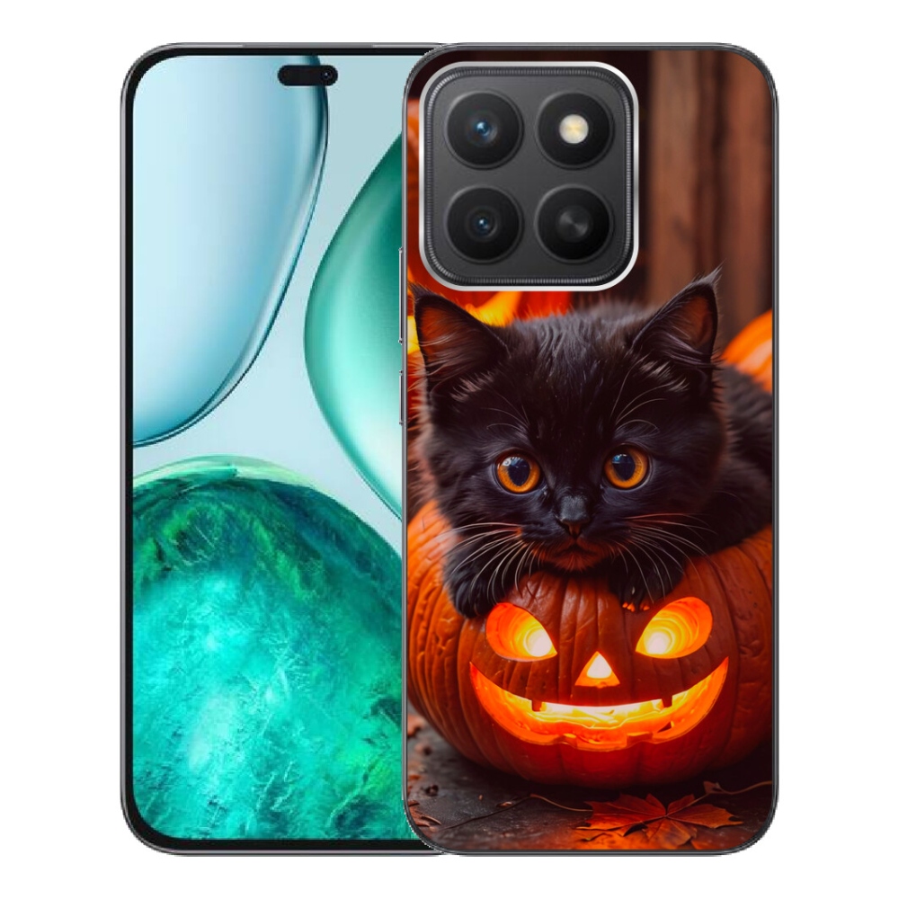 Gélový kryt mmCase na Honor X8c - mačiatko a tekvica
