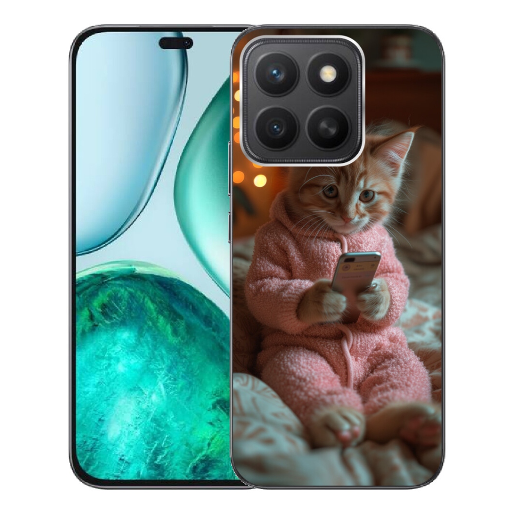 Gélový kryt mmCase na Honor X8c - mačiatko s mobilom