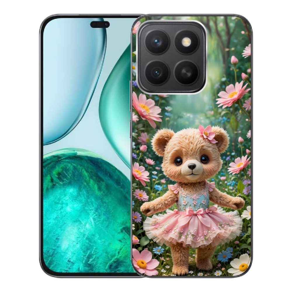 Gélový kryt mmCase na Honor X8c - roztomilý medvedík v kvetoch