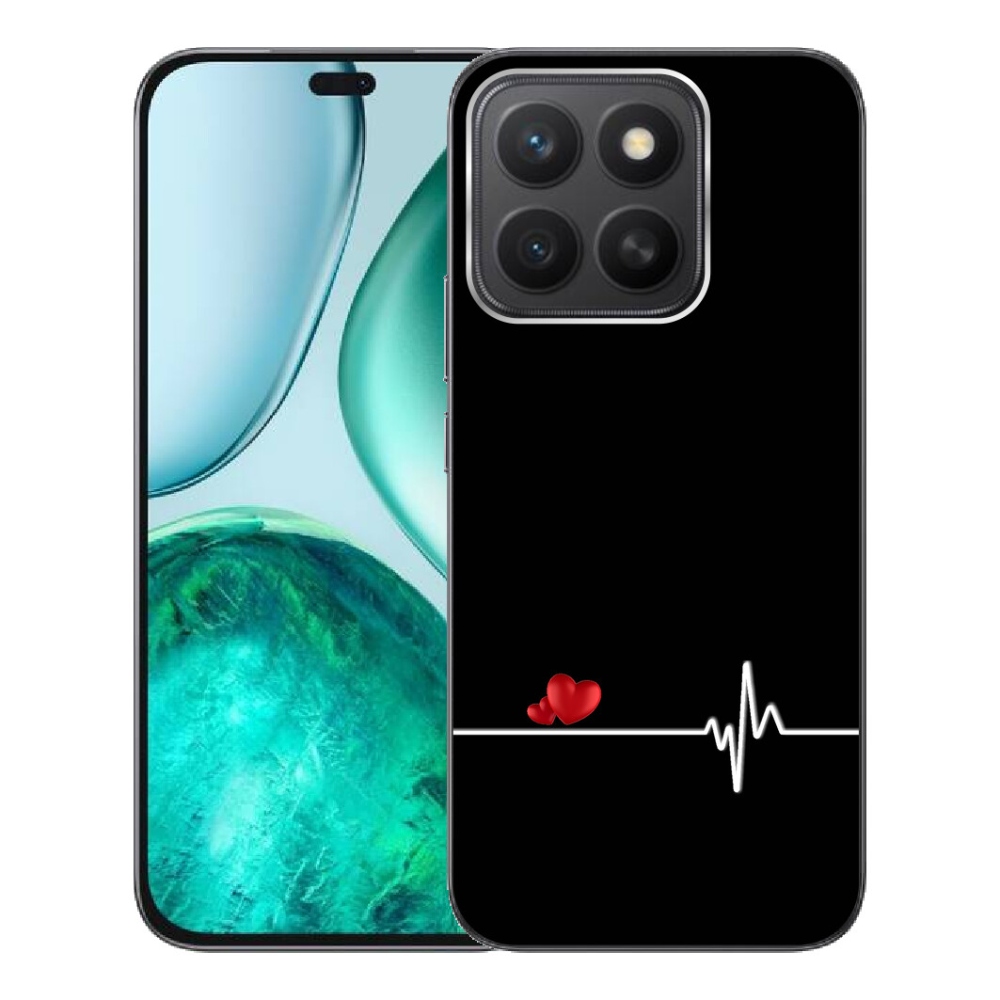 Gélový kryt mmCase na Honor X8c - srdce a tep čierne pozadie