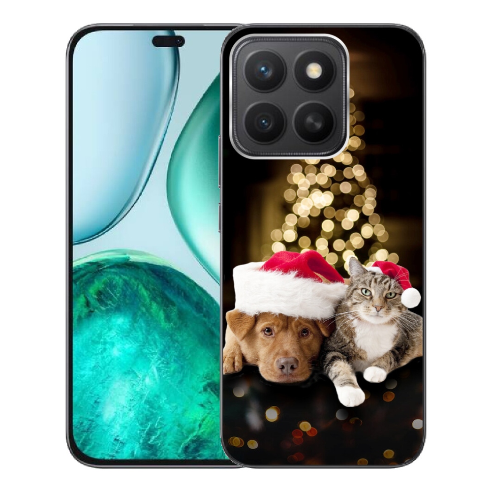 Gélový kryt mmCase na Honor X8c - vianočný pes a mačka