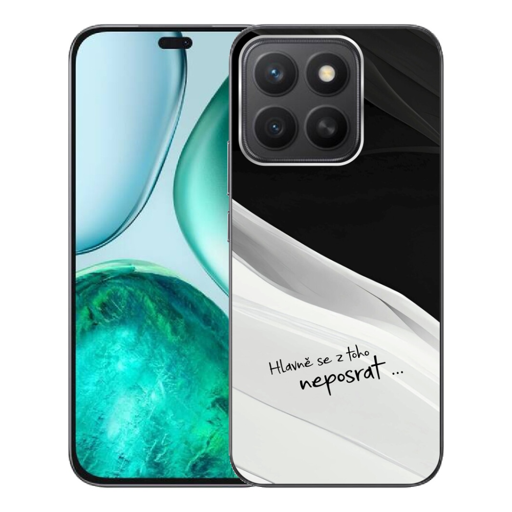 Gélový kryt mmCase na Honor X8c - vtipný text 13 bieločierne pozadie