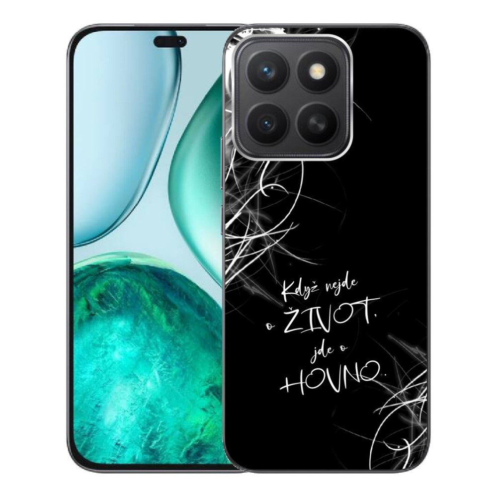 Gélový kryt mmCase na Honor X8c - vtipný text 16 čierne pozadie