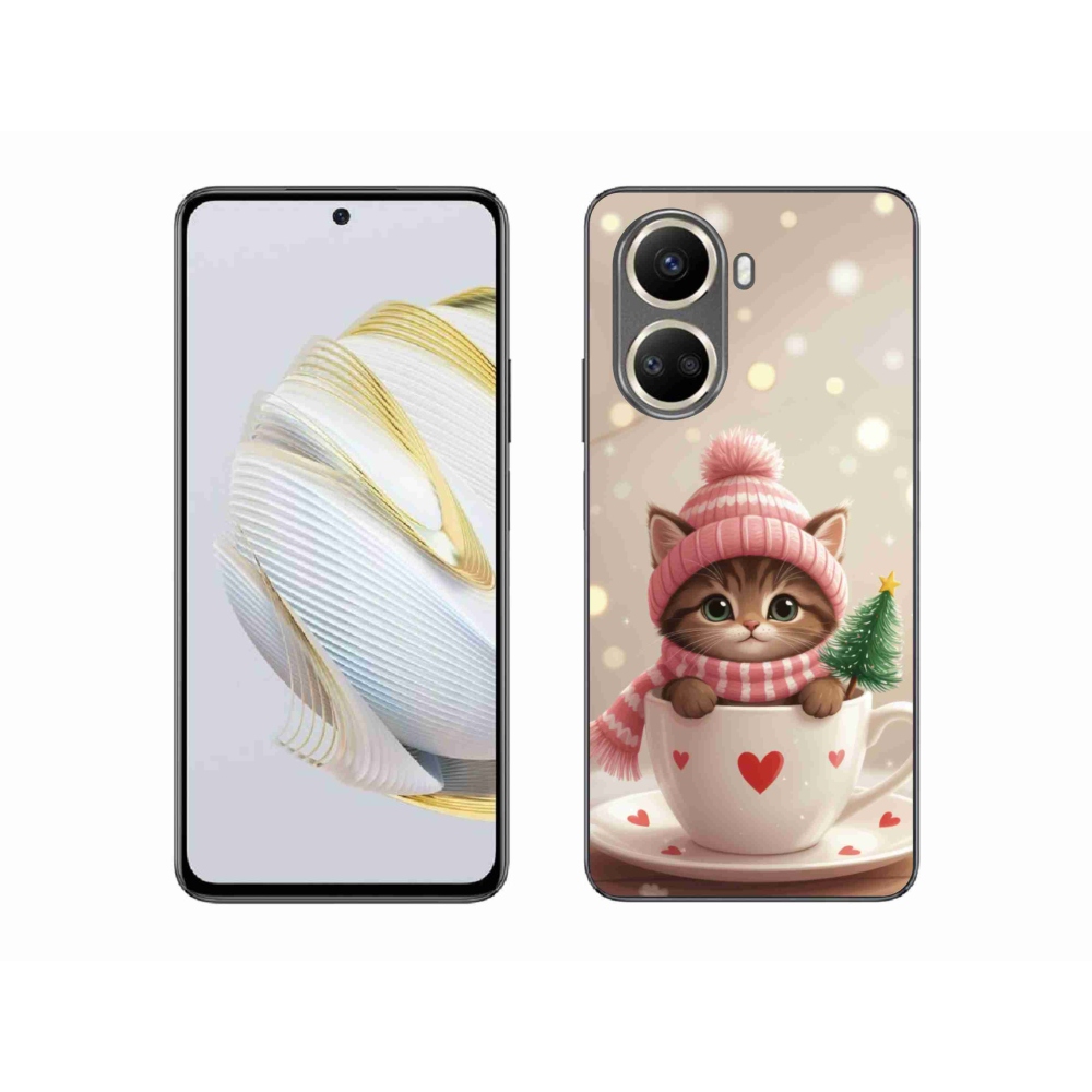 Gélový kryt mmCase na Huawei Nova 10 SE - vianočné mačiatko v hrnčeku
