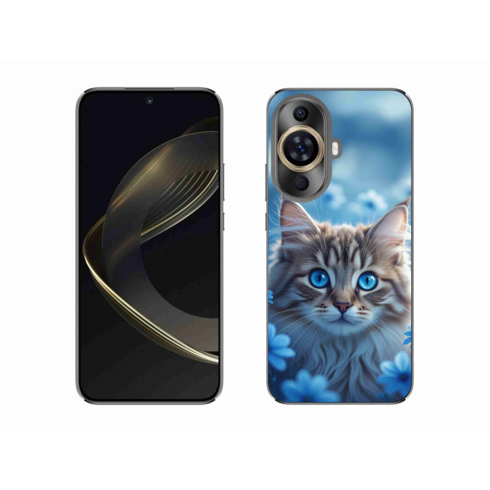 Gélový kryt mmCase na Huawei Nova 11 - mačiatko v modrých kvetoch