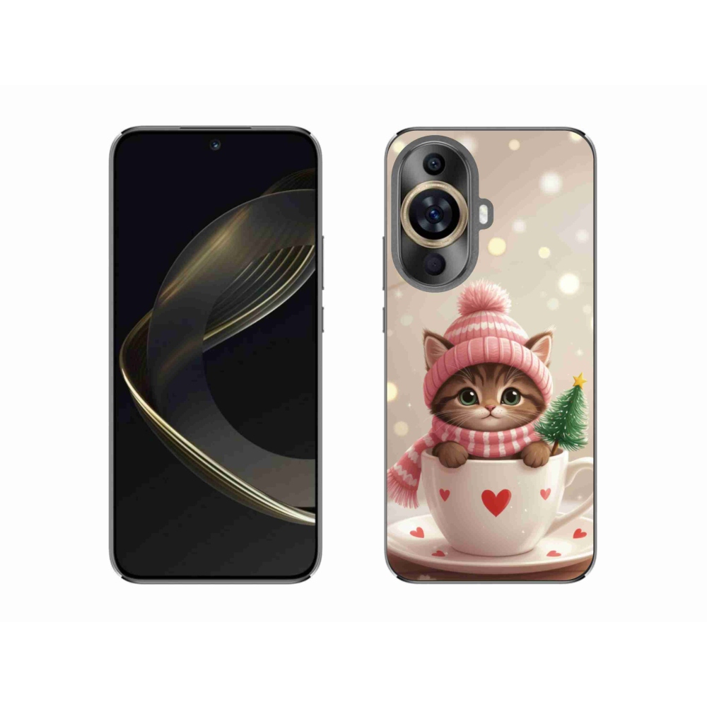 Gélový kryt mmCase na Huawei Nova 11 - vianočné mačiatko v hrnčeku
