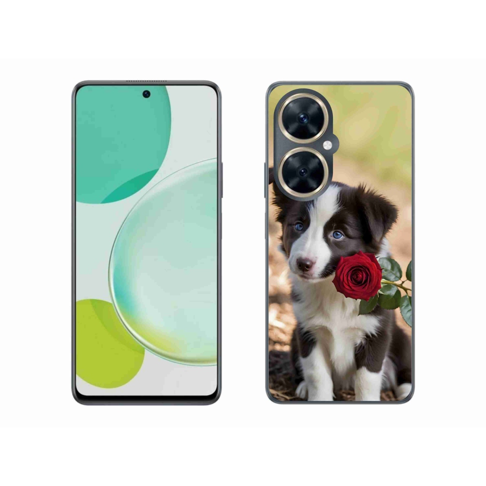 Gélový kryt mmCase na Huawei Nova 11i - roztomilá border kólia s ružou