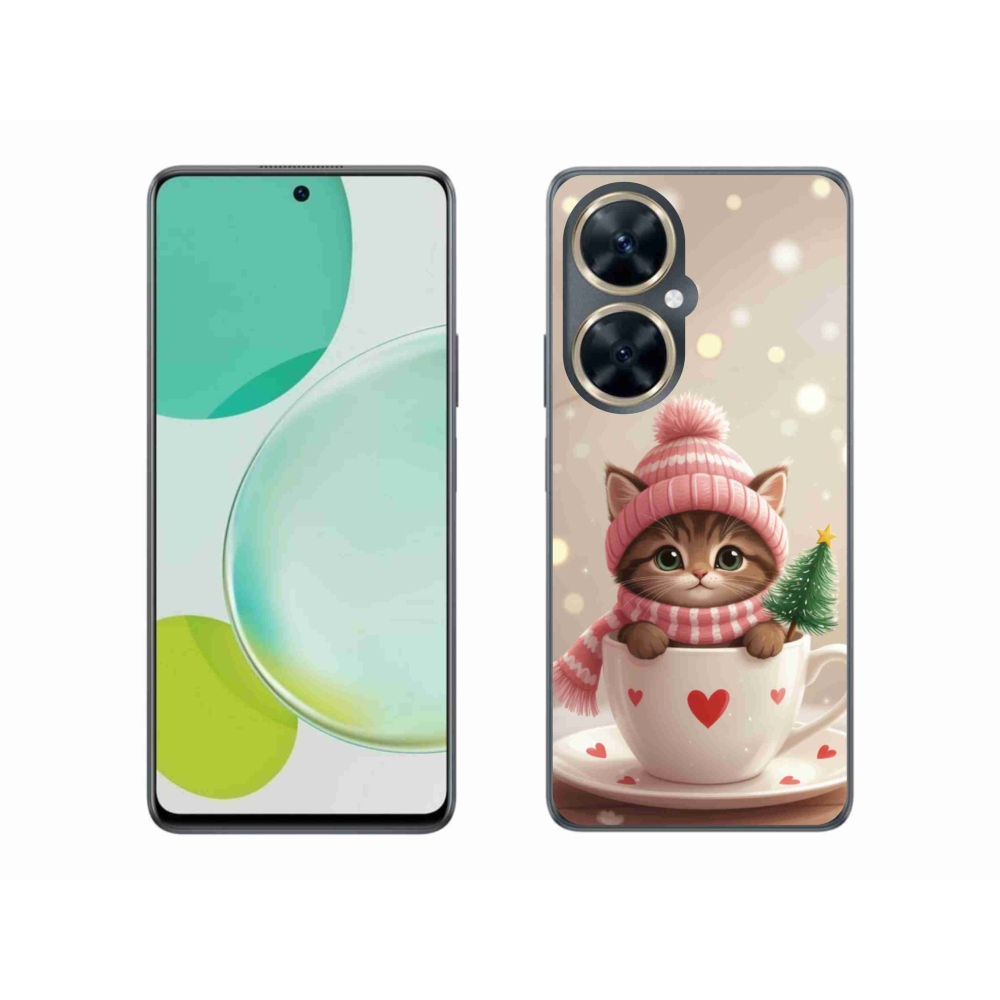 Gélový kryt mmCase na Huawei Nova 11i - vianočné mačiatko v hrnčeku