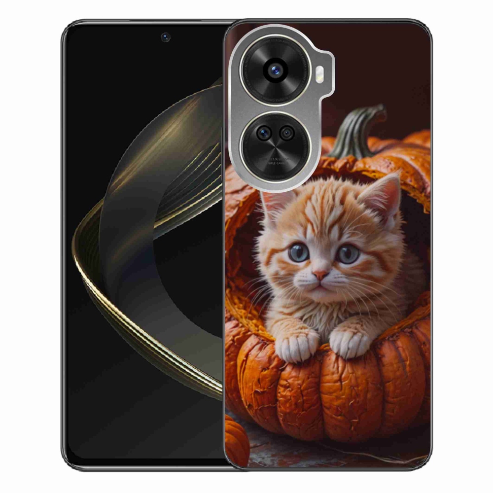 Gélový kryt mmCase na Huawei Nova 12 SE - mačiatko a tekvica 2