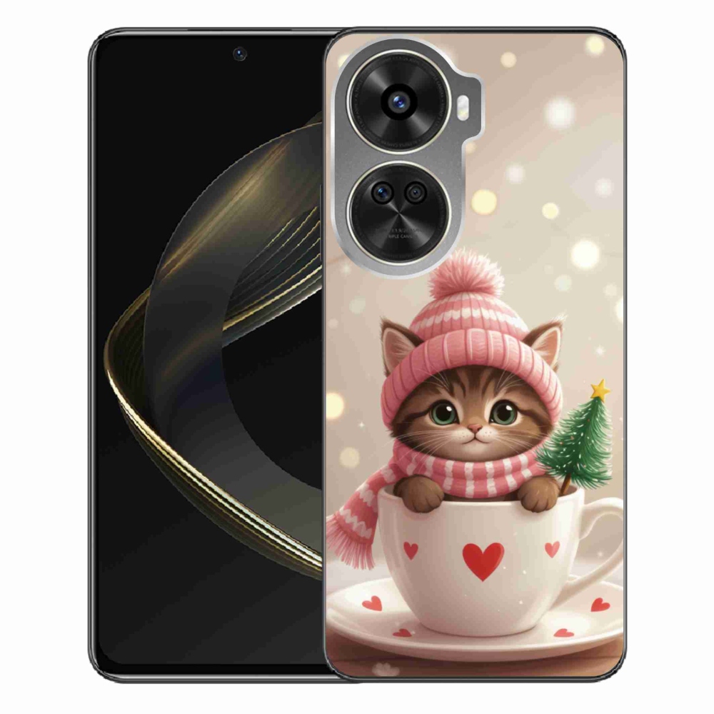 Gélový kryt mmCase na Huawei Nova 12 SE - vianočné mačiatko v hrnčeku