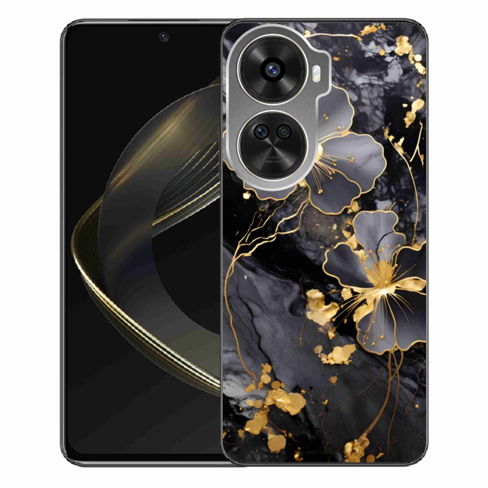Gélový kryt mmCase na Huawei Nova 12 SE - zlaté kvety