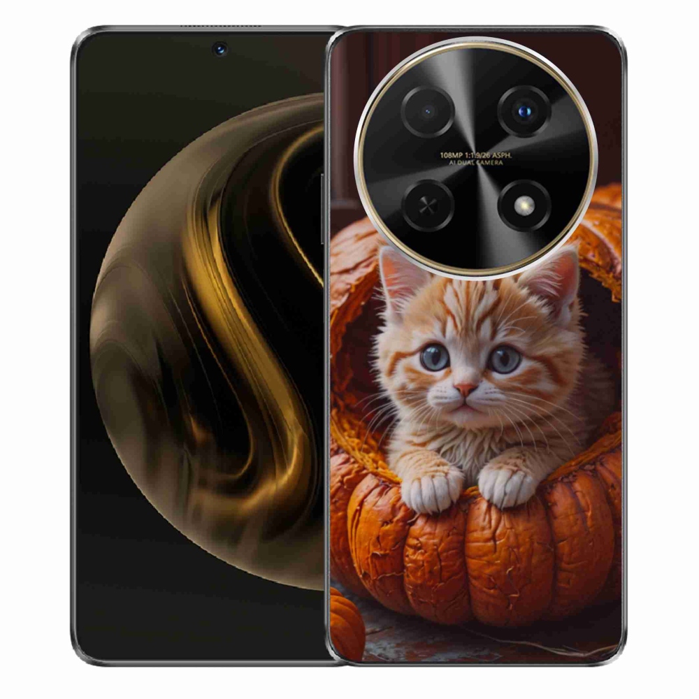 Gélový kryt mmCase na Huawei Nova 12i - mačiatko a tekvica 2