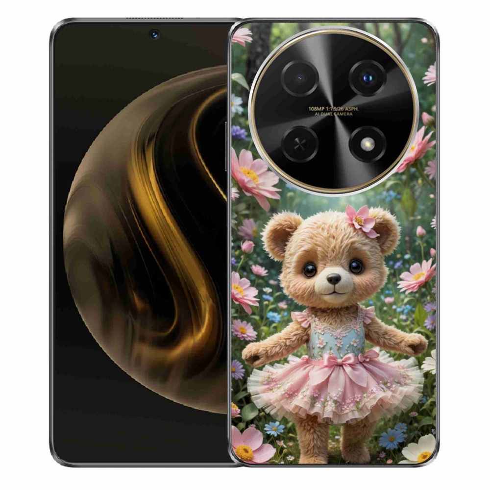 Gélový kryt mmCase na Huawei Nova 12i - roztomilý medvedík v kvetoch