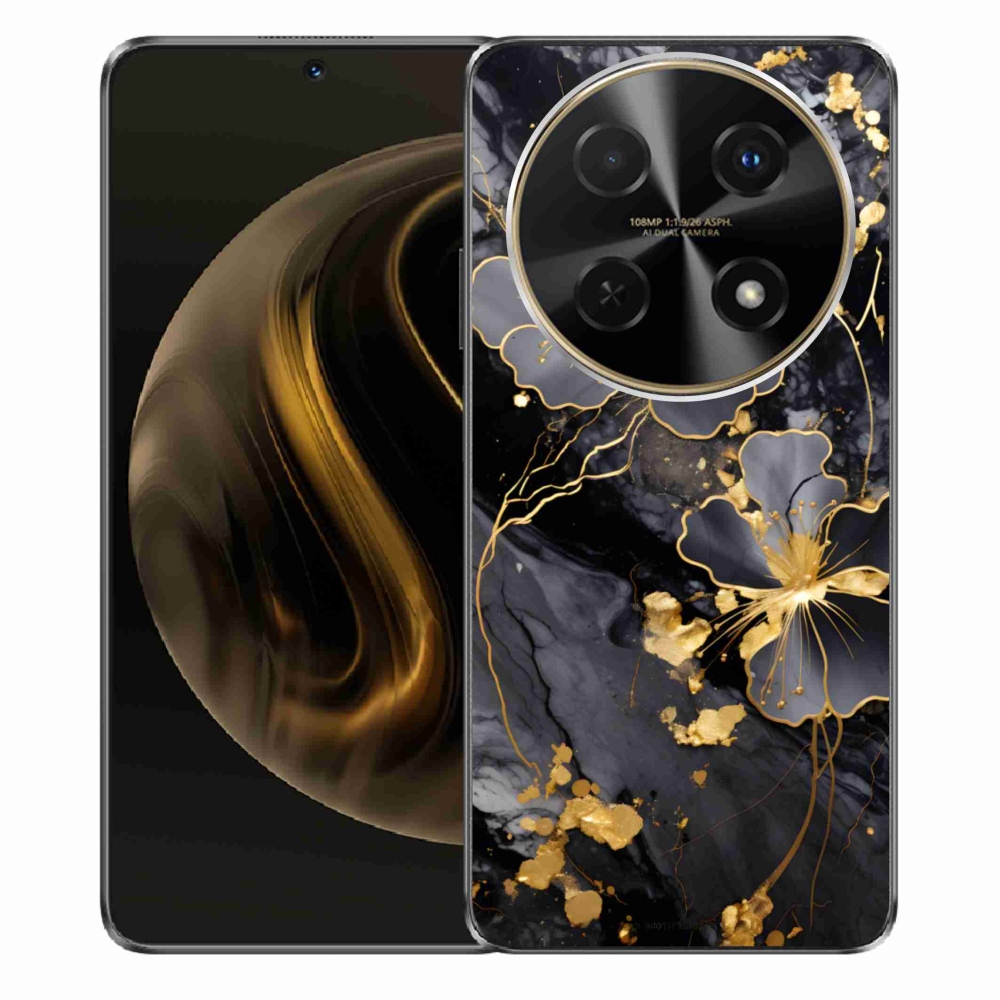 Gélový kryt mmCase na Huawei Nova 12i - zlaté kvety