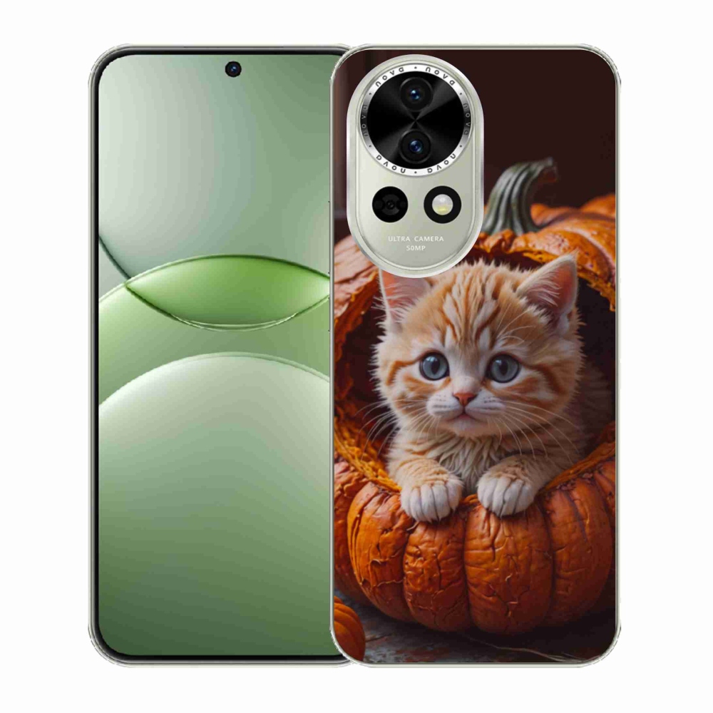 Gélový kryt mmCase na Huawei Nova 13 5G - mačiatko a tekvica 2