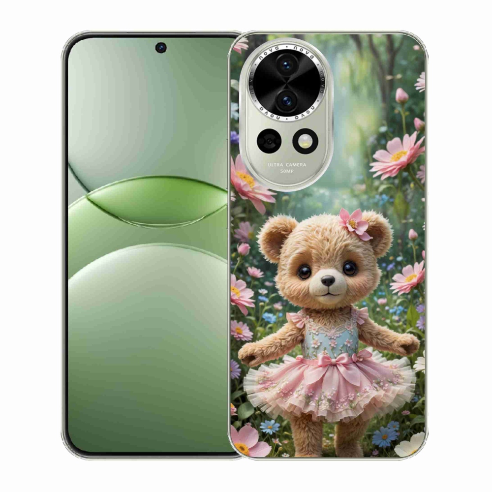 Gélový kryt mmCase na Huawei Nova 13 5G - roztomilý medvedík v kvetoch