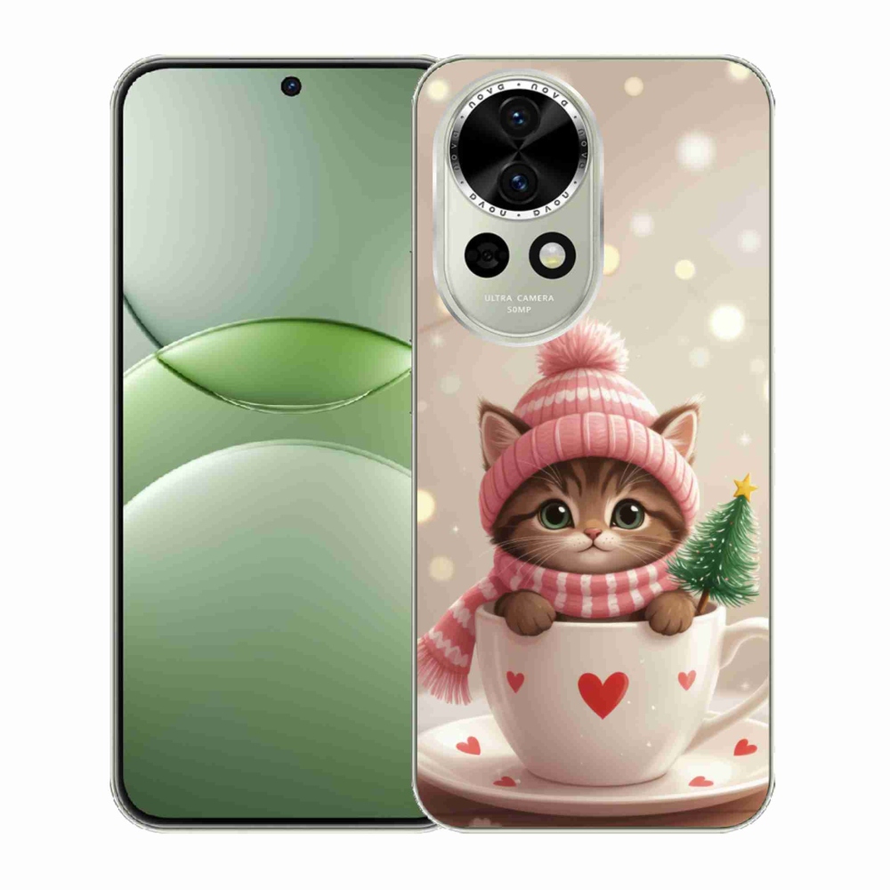 Gélový kryt mmCase na Huawei Nova 13 5G - vianočné mačiatko v hrnčeku
