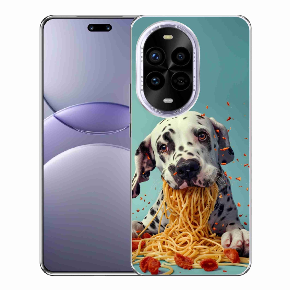 Gélový kryt mmCase na Huawei Nova 13 Pro 5G - dalmatín a špagety