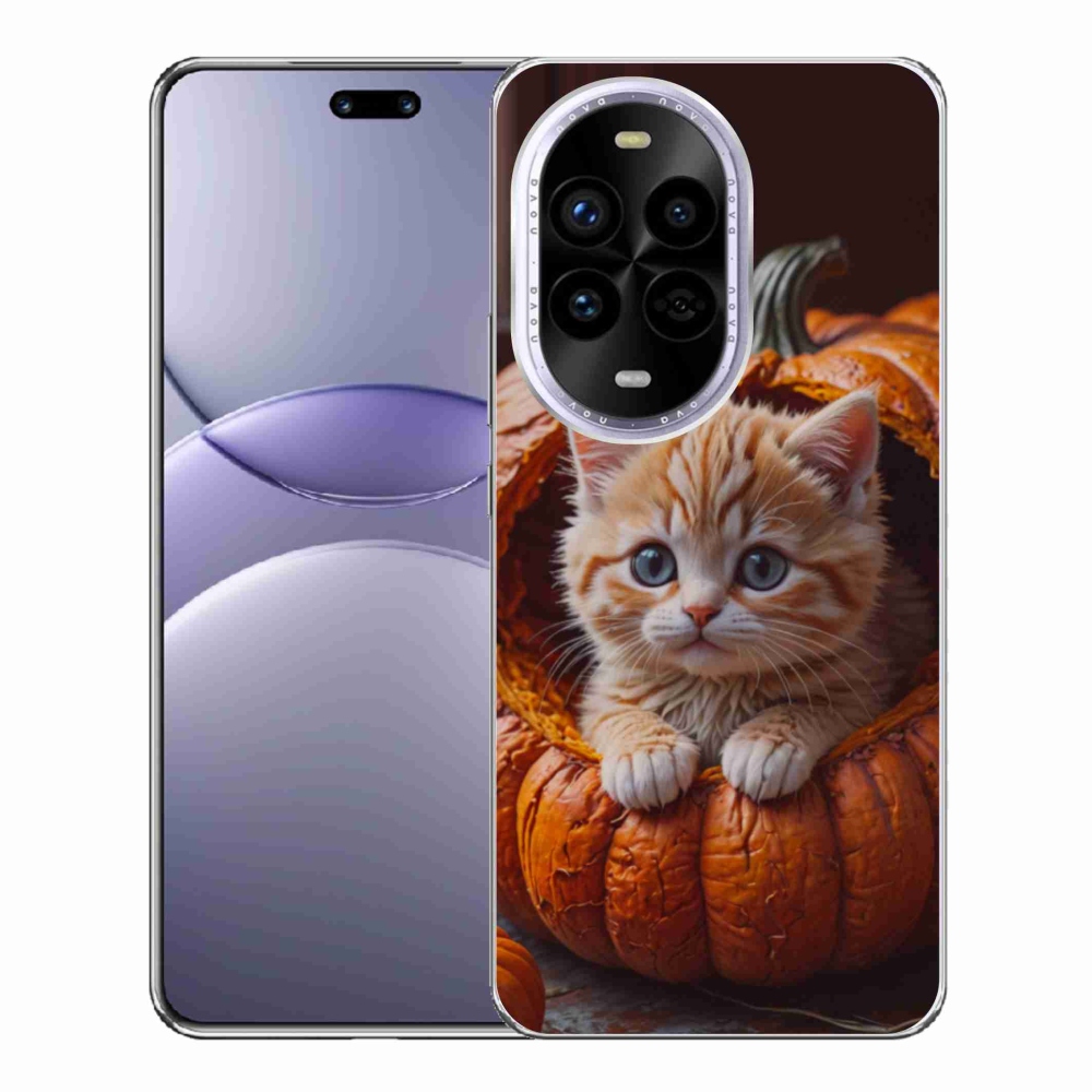 Gélový kryt mmCase na Huawei Nova 13 Pro 5G - mačiatko a tekvica 2