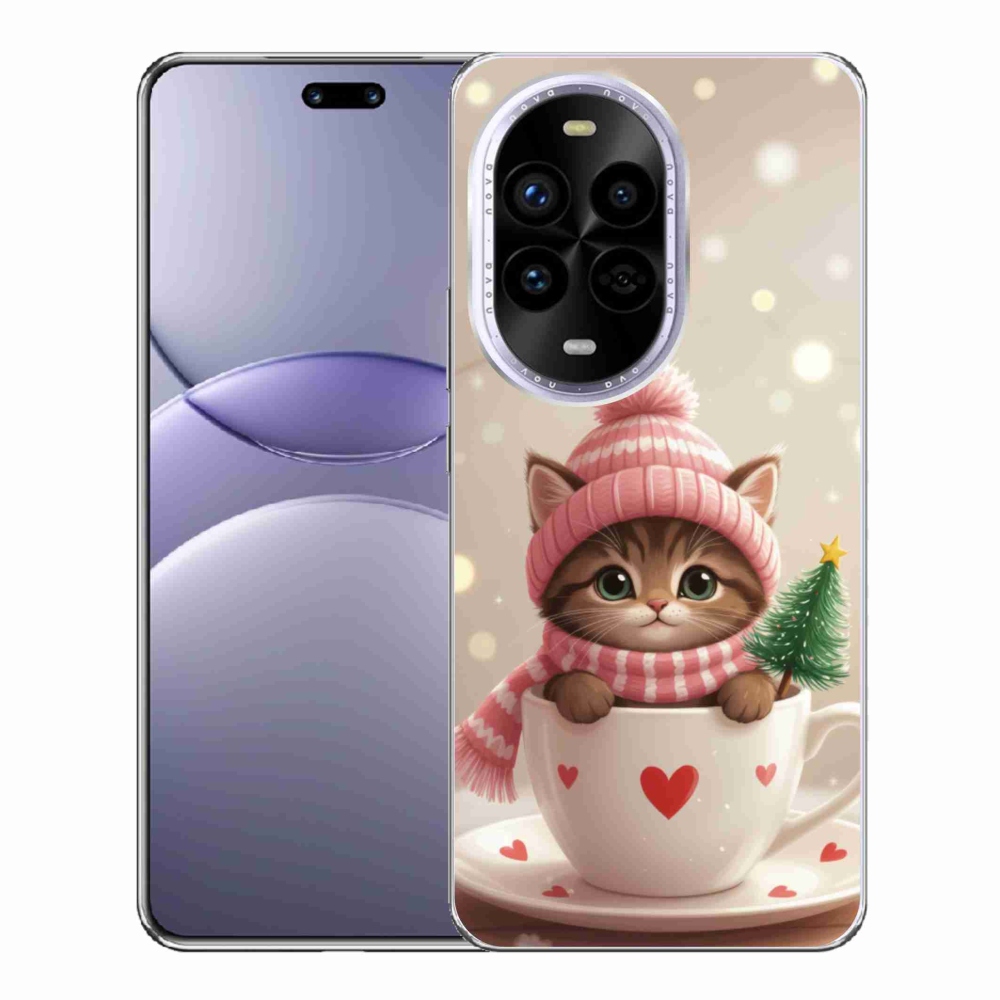 Gélový kryt mmCase na Huawei Nova 13 Pro 5G - vianočné mačiatko v hrnčeku