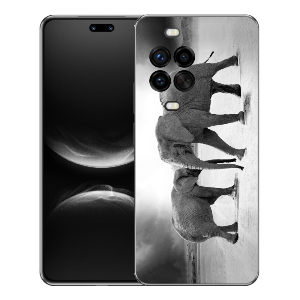 Gélový kryt mmCase na Huawei Nova 14 Pro - čiernobieli slony