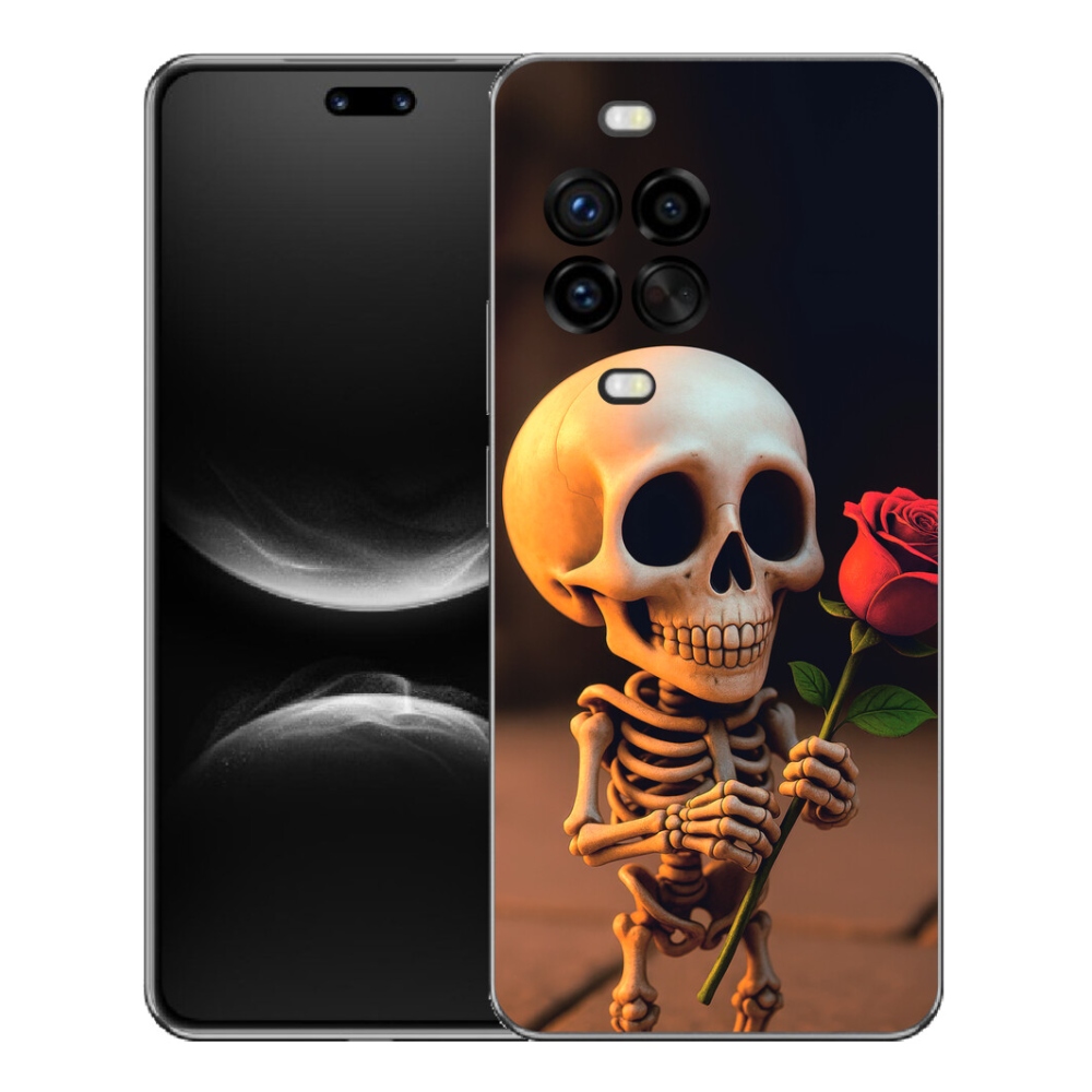 Gélový kryt mmCase na Huawei Nova 14 Pro - kostlivec s ružou