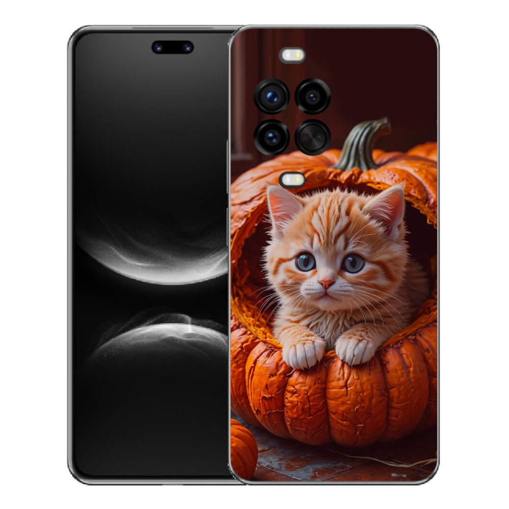 Gélový kryt mmCase na Huawei Nova 14 Pro - mačiatko a tekvica 2
