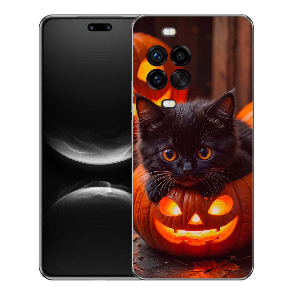 Gélový kryt mmCase na Huawei Nova 14 Pro - mačiatko a tekvica