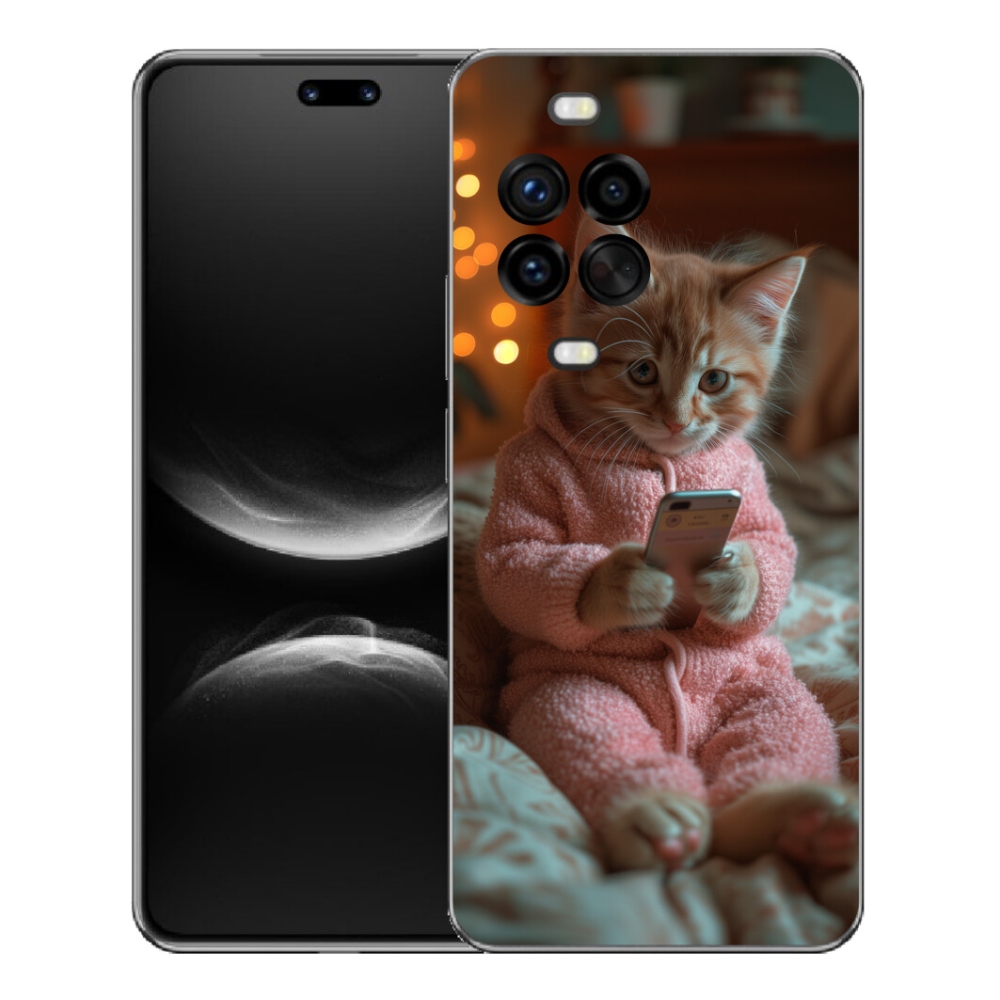 Gélový kryt mmCase na Huawei Nova 14 Pro - mačiatko s mobilom