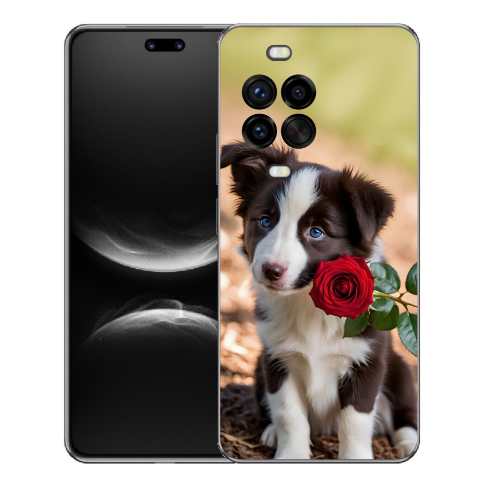 Gélový kryt mmCase na Huawei Nova 14 Pro - roztomilá border kólia s ružou