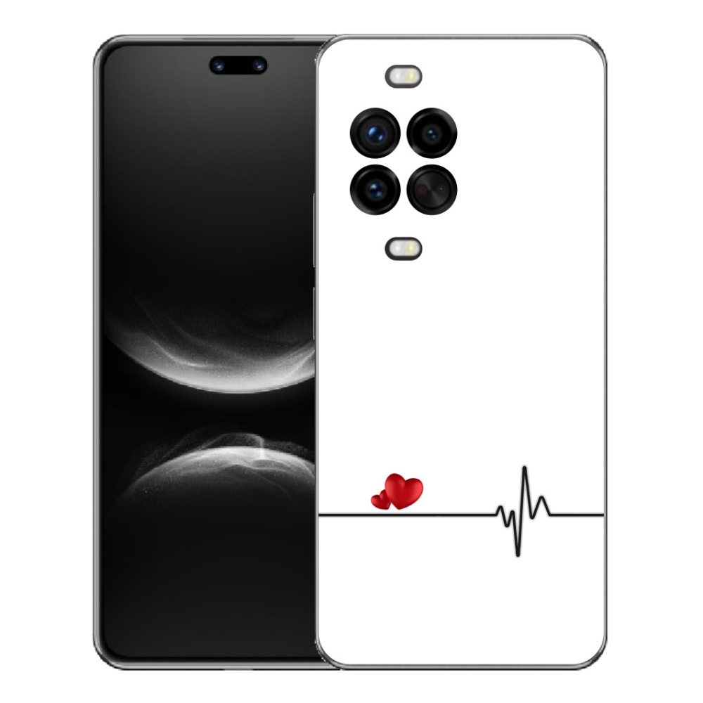 Gélový kryt mmCase na Huawei Nova 14 Pro - srdce a tep biele pozadie