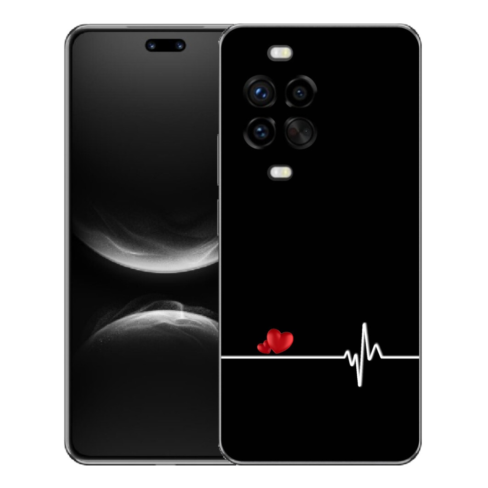 Gélový kryt mmCase na Huawei Nova 14 Pro - srdce a tep čierne pozadie