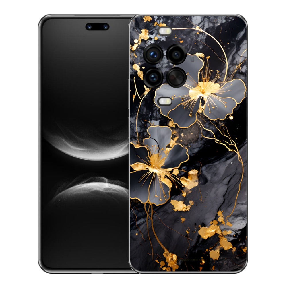 Gélový kryt mmCase na Huawei Nova 14 Pro - zlaté kvety
