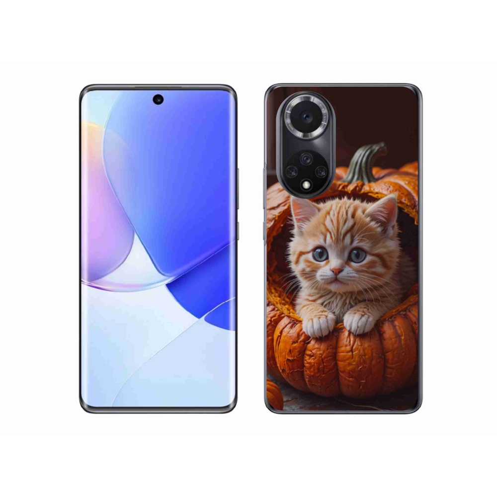 Gélový kryt mmCase na Huawei Nova 9 - mačiatko a tekvica 2