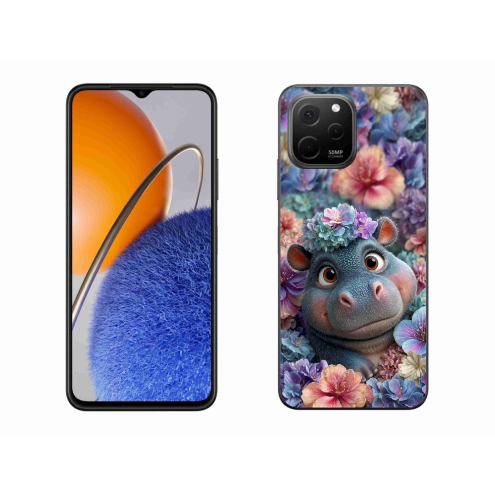Gélový kryt mmCase na Huawei Nova Y61 - hrošík v kvetoch