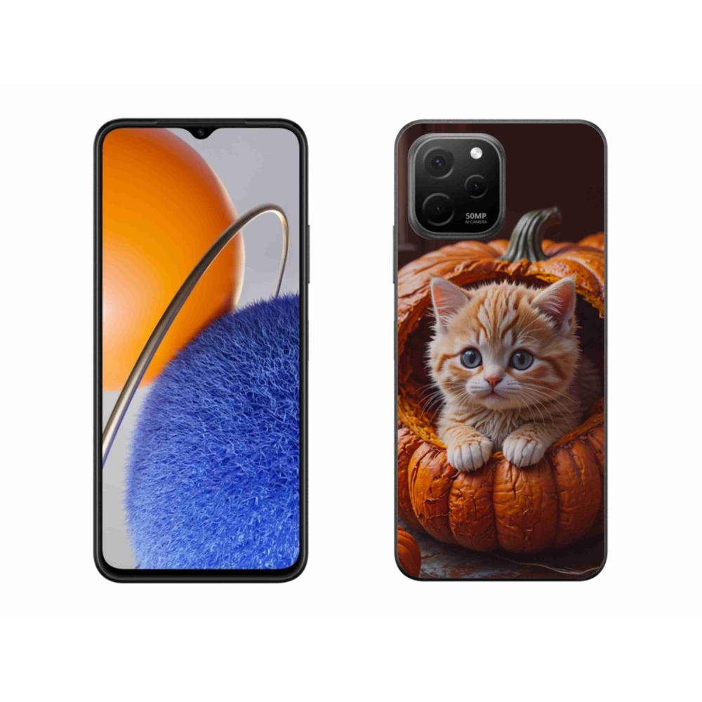 Gélový kryt mmCase na Huawei Nova Y61 - mačiatko a tekvica 2