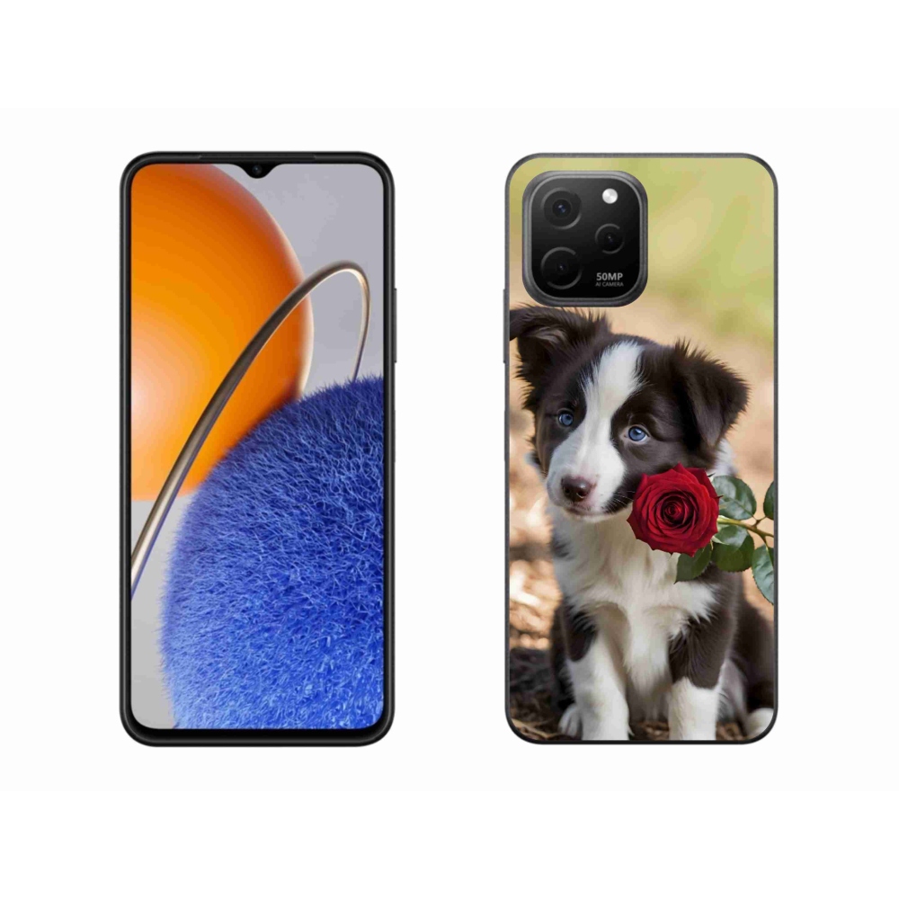 Gélový kryt mmCase na Huawei Nova Y61 - roztomilá border kólia s ružou