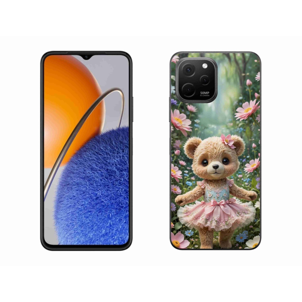 Gélový kryt mmCase na Huawei Nova Y61 - roztomilý medvedík v kvetoch