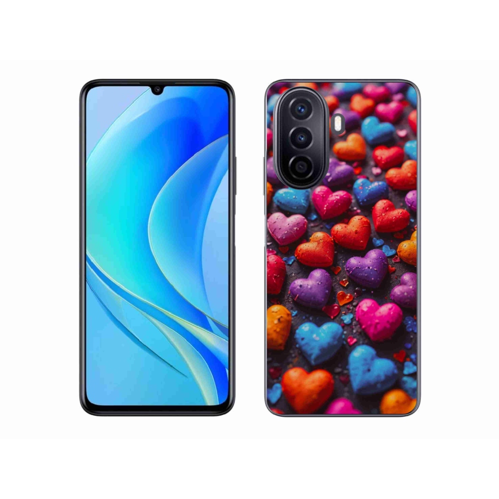 Gélový kryt mmCase na Huawei Nova Y70 - farebné srdcia