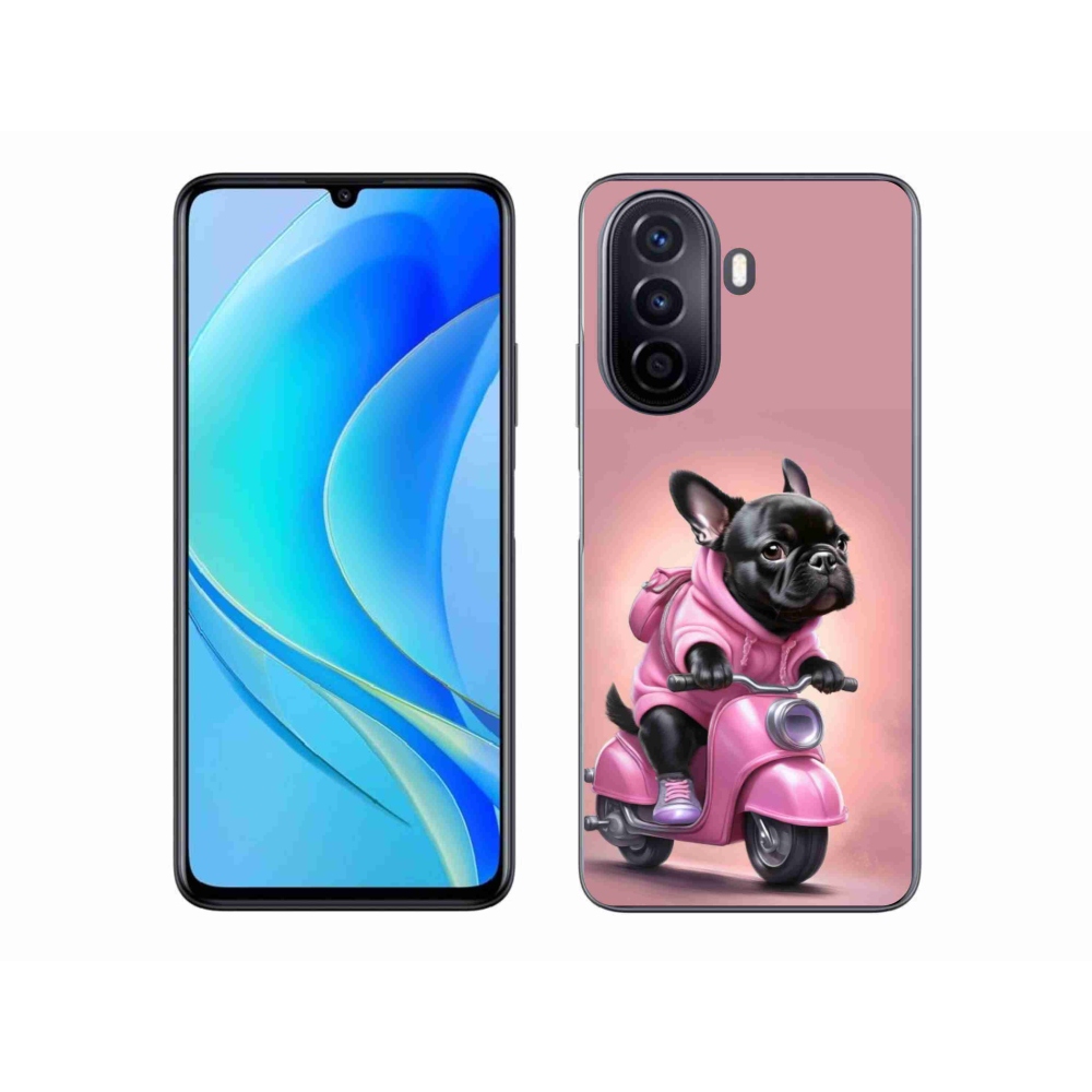 Gélový kryt mmCase na Huawei Nova Y70 - francúzsky buldoček na skútri